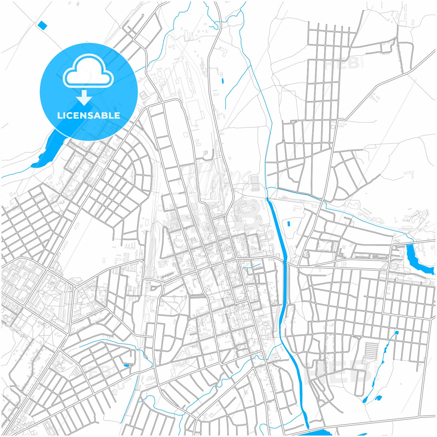 Bakhmut, Donetsk Oblast, Ukraine, city map with high quality roads.