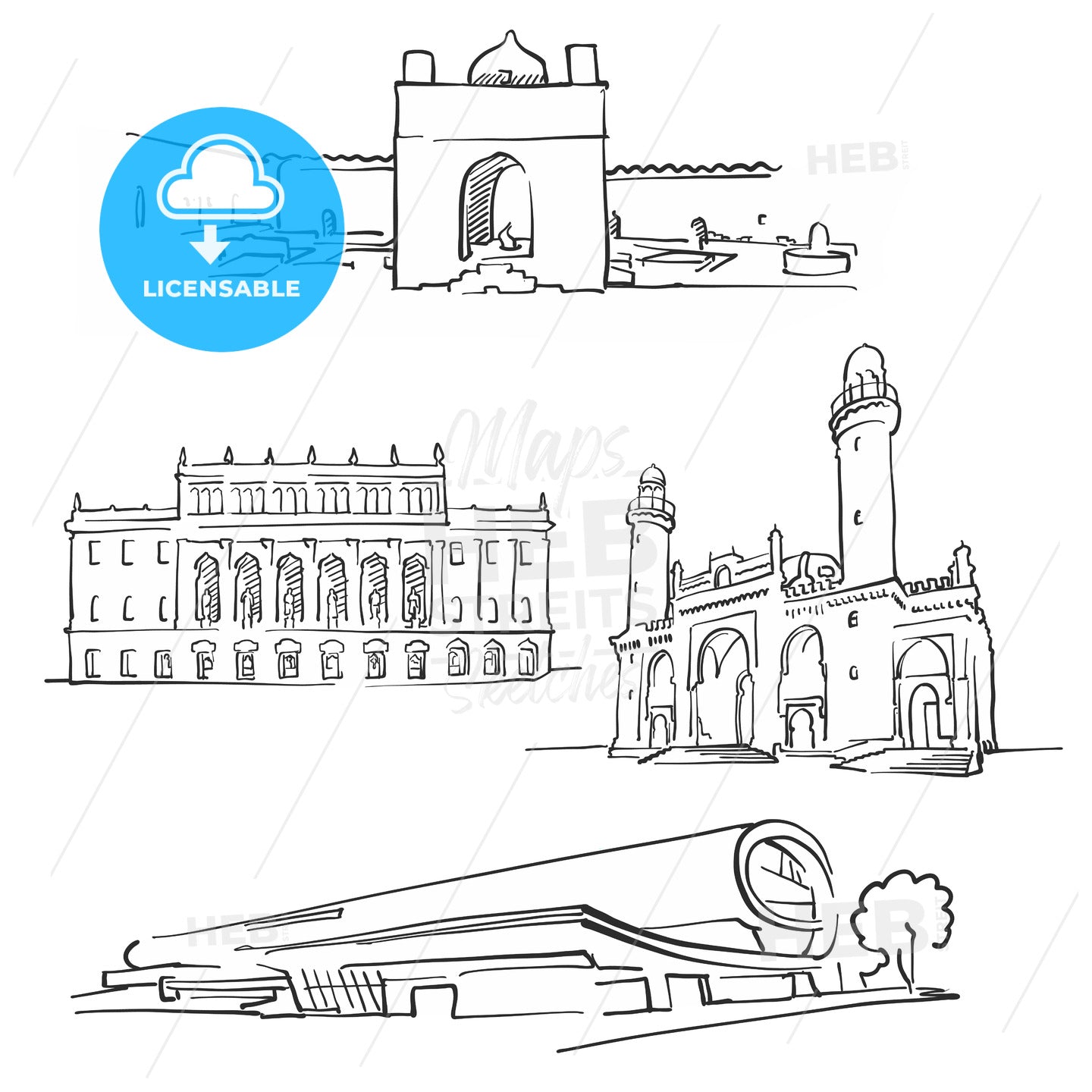 Baku Azerbaijan Famous Buildings – instant download