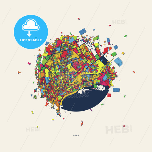 Baku Azerbaijan colorful confetti map