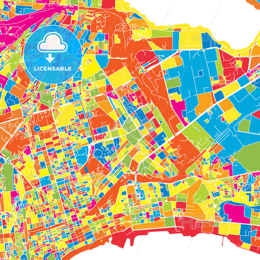 Baku, Azerbaijan, colorful vector map