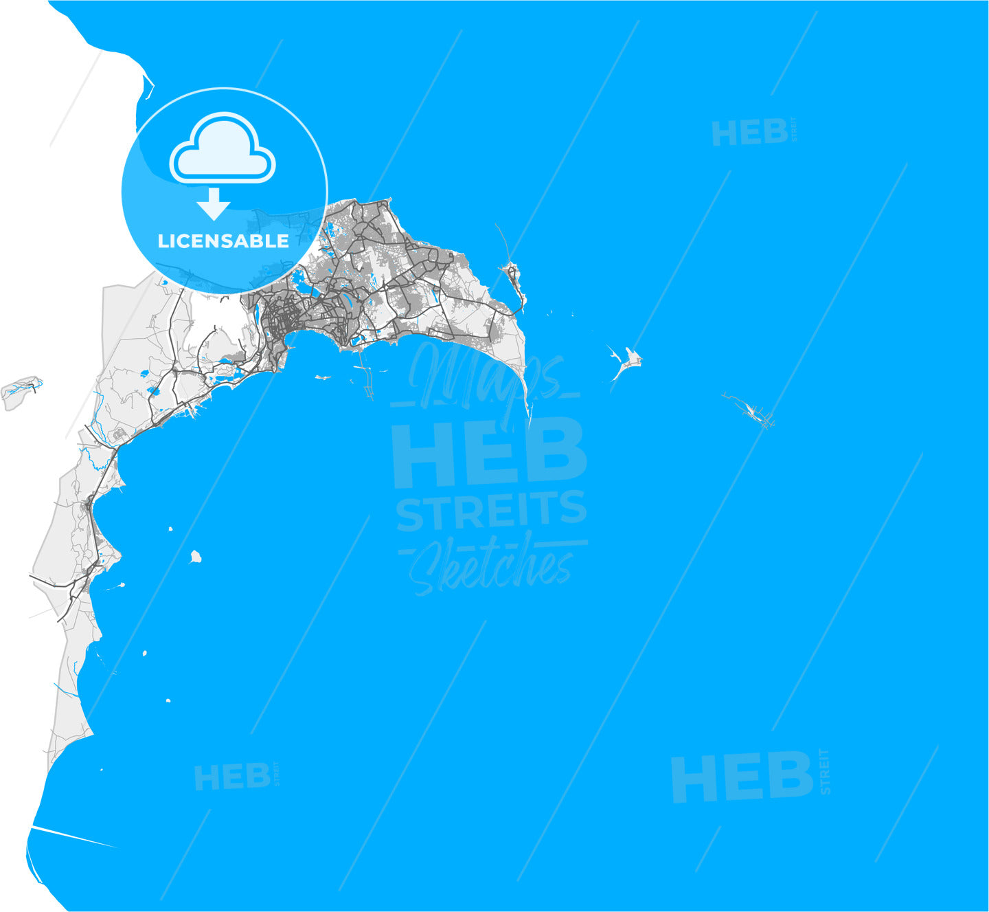 Baku, Azerbaijan, high quality vector map