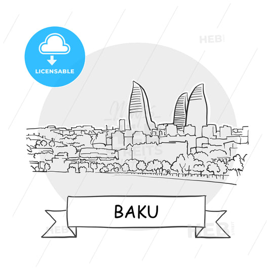 Baku Cityscape Vector Sign – instant download