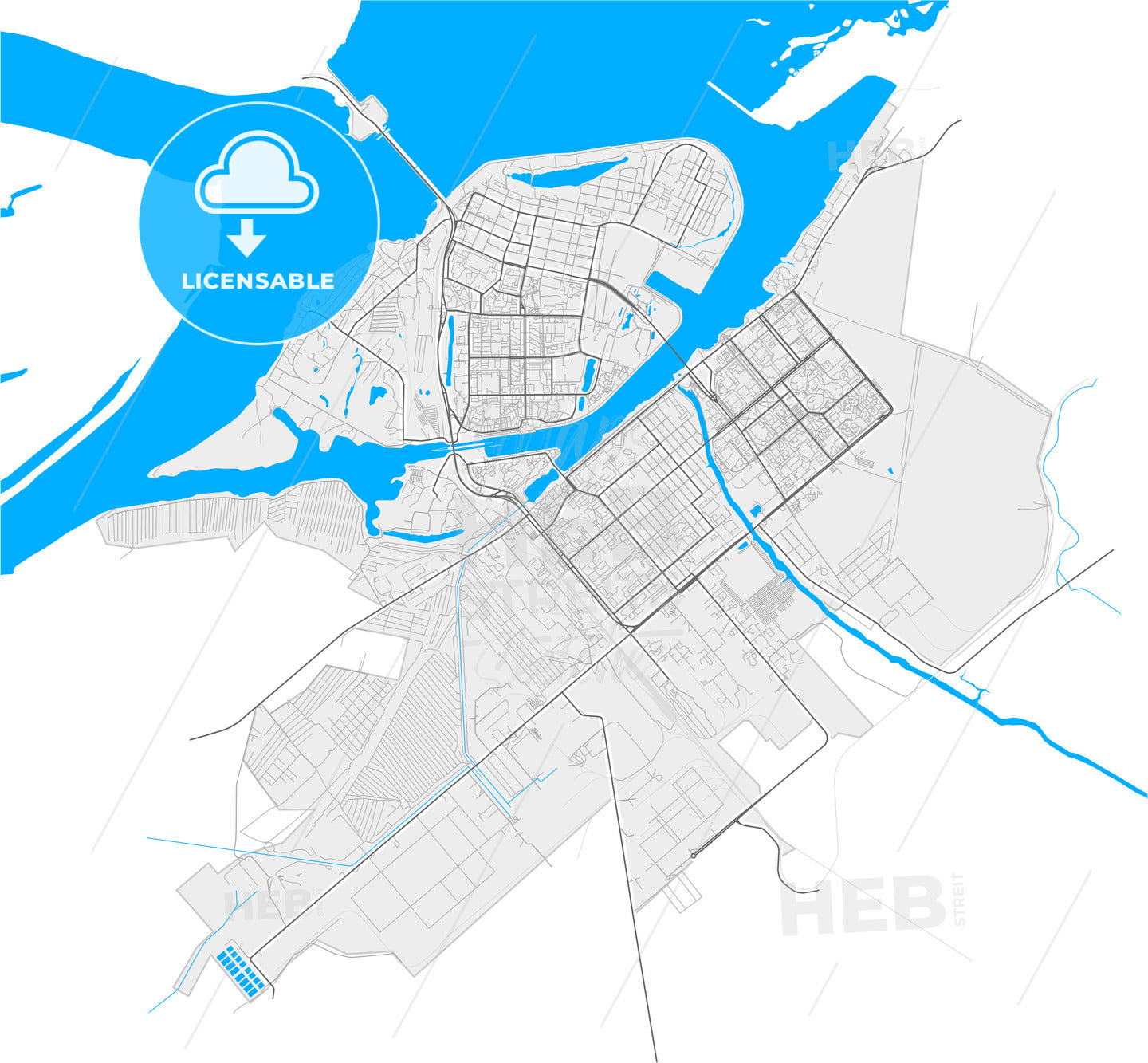 Balakovo, Saratov Oblast, Russia, high quality vector map