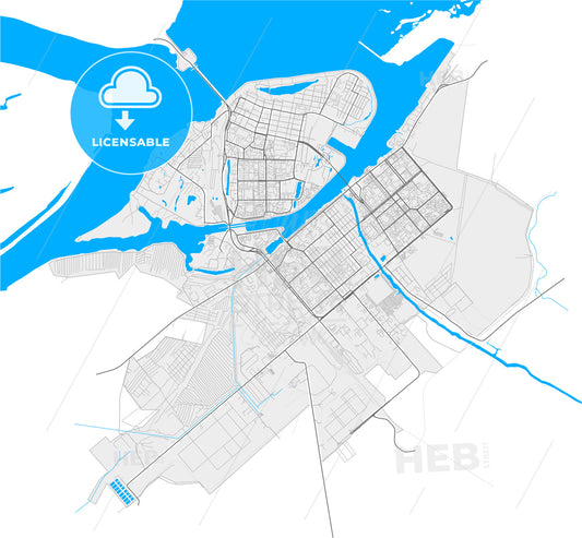 Balakovo, Saratov Oblast, Russia, high quality vector map