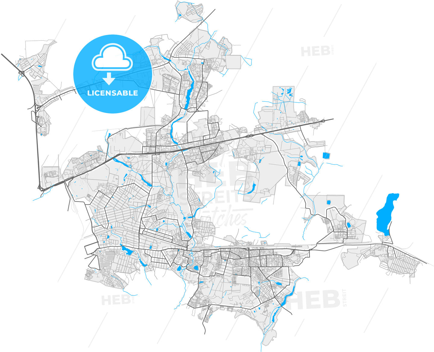 Balashikha, Moscow Oblast, Russia, high quality vector map