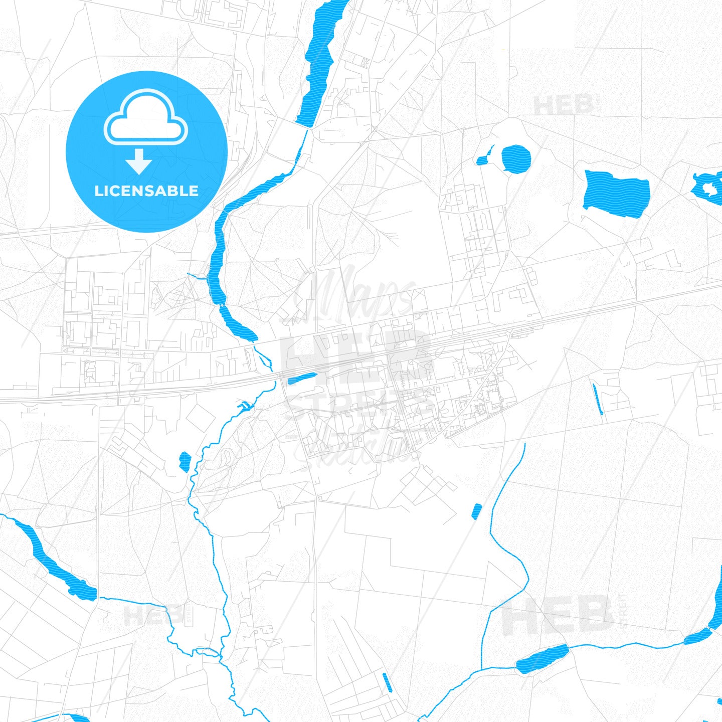 Balashikha, Russia PDF vector map with water in focus