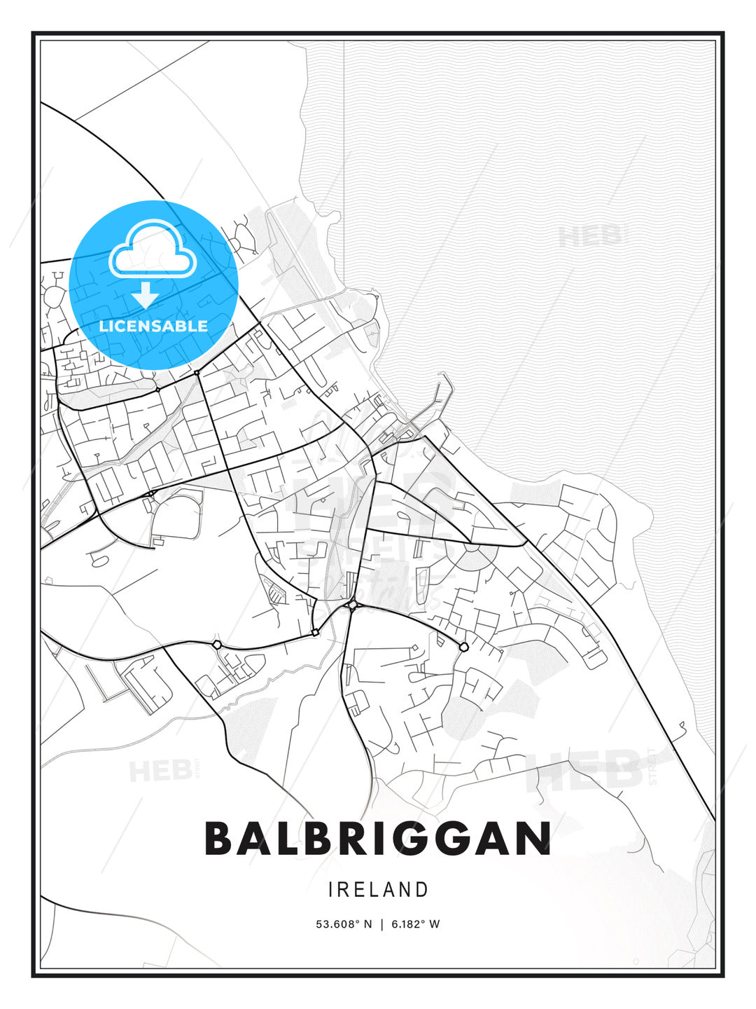Balbriggan, Ireland, Modern Print Template in Various Formats - HEBSTREITS Sketches