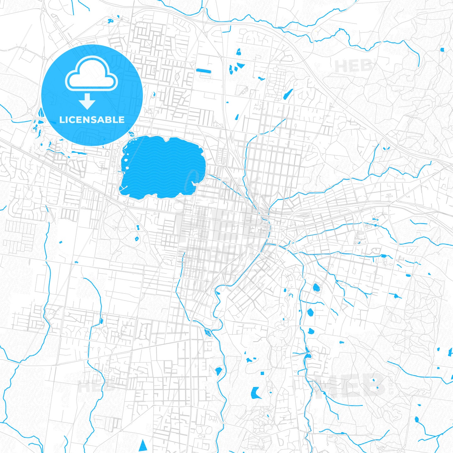 Ballarat, Australia PDF vector map with water in focus