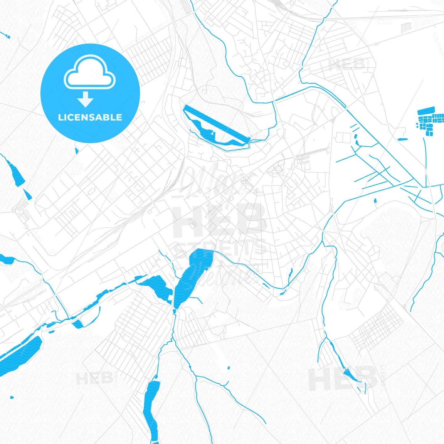 Bălți, Moldova PDF vector map with water in focus