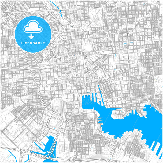 Baltimore, Maryland, United States, city map with high quality roads.