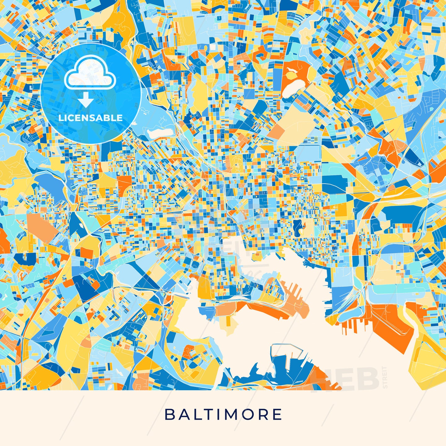 Baltimore Colorful Map Poster Template – HEBSTREITS