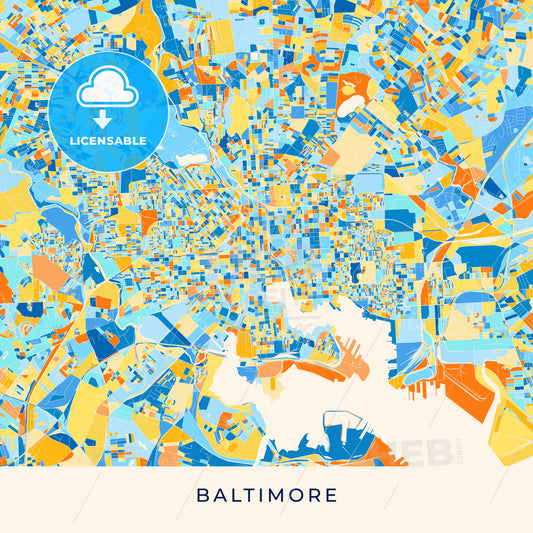 Baltimore colorful map poster template