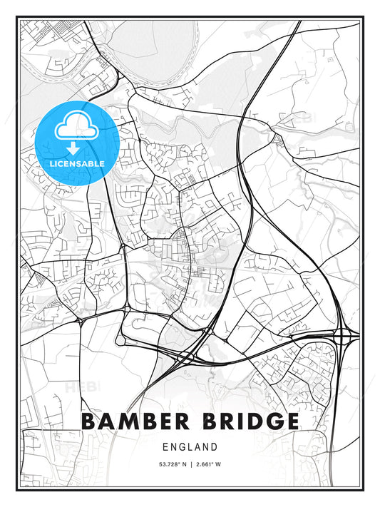 Bamber Bridge, England, Modern Print Template in Various Formats - HEBSTREITS Sketches