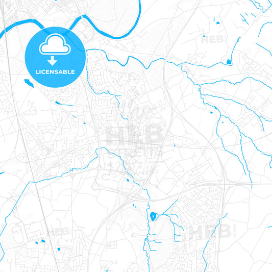 Bamber Bridge, England PDF vector map with water in focus