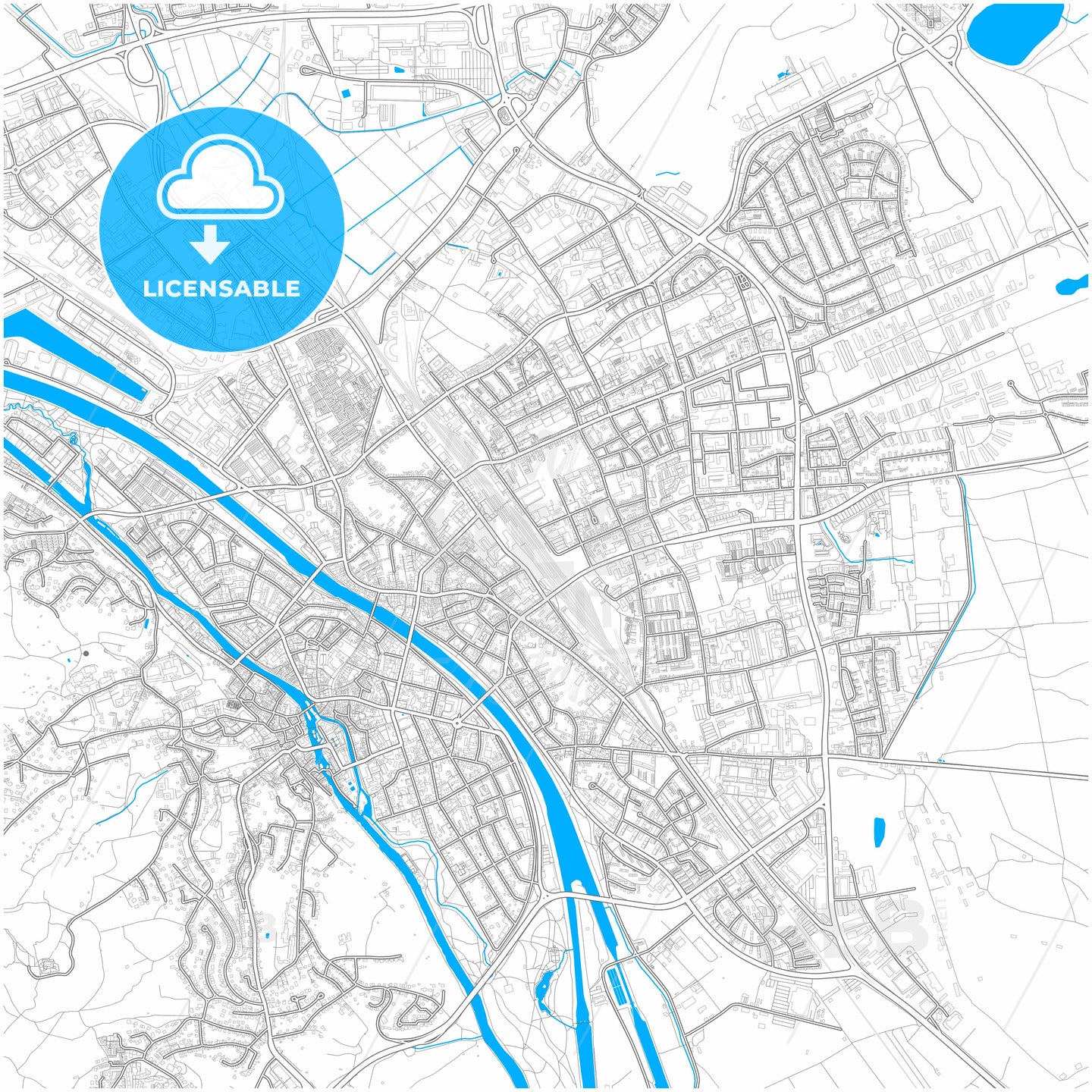 Bamberg, Bavaria, Germany, city map with high quality roads.