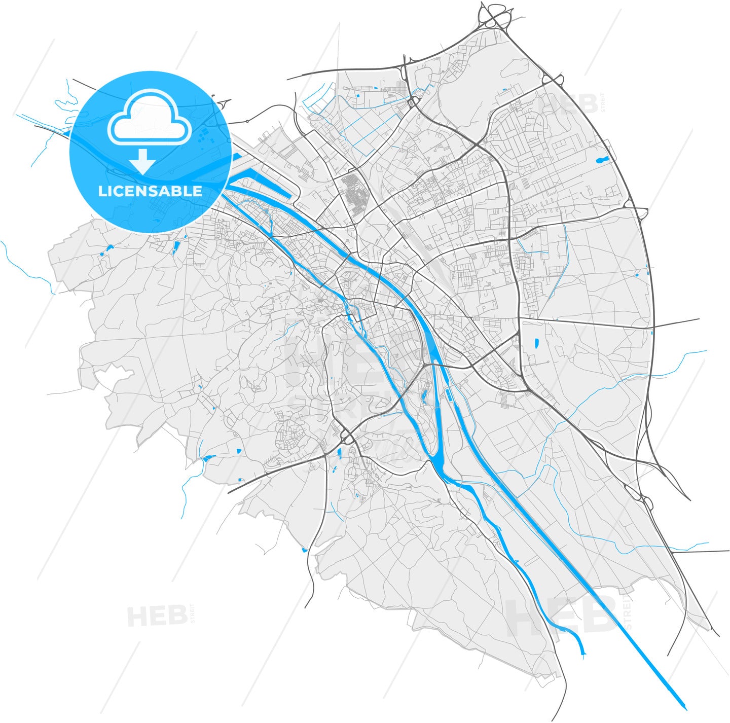 Bamberg, Bavaria, Germany, high quality vector map