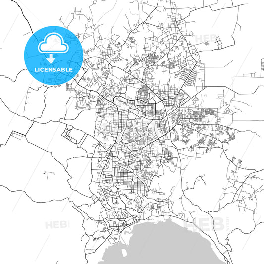 Bandar Lampung, Lampung, Downtown City Map, Light