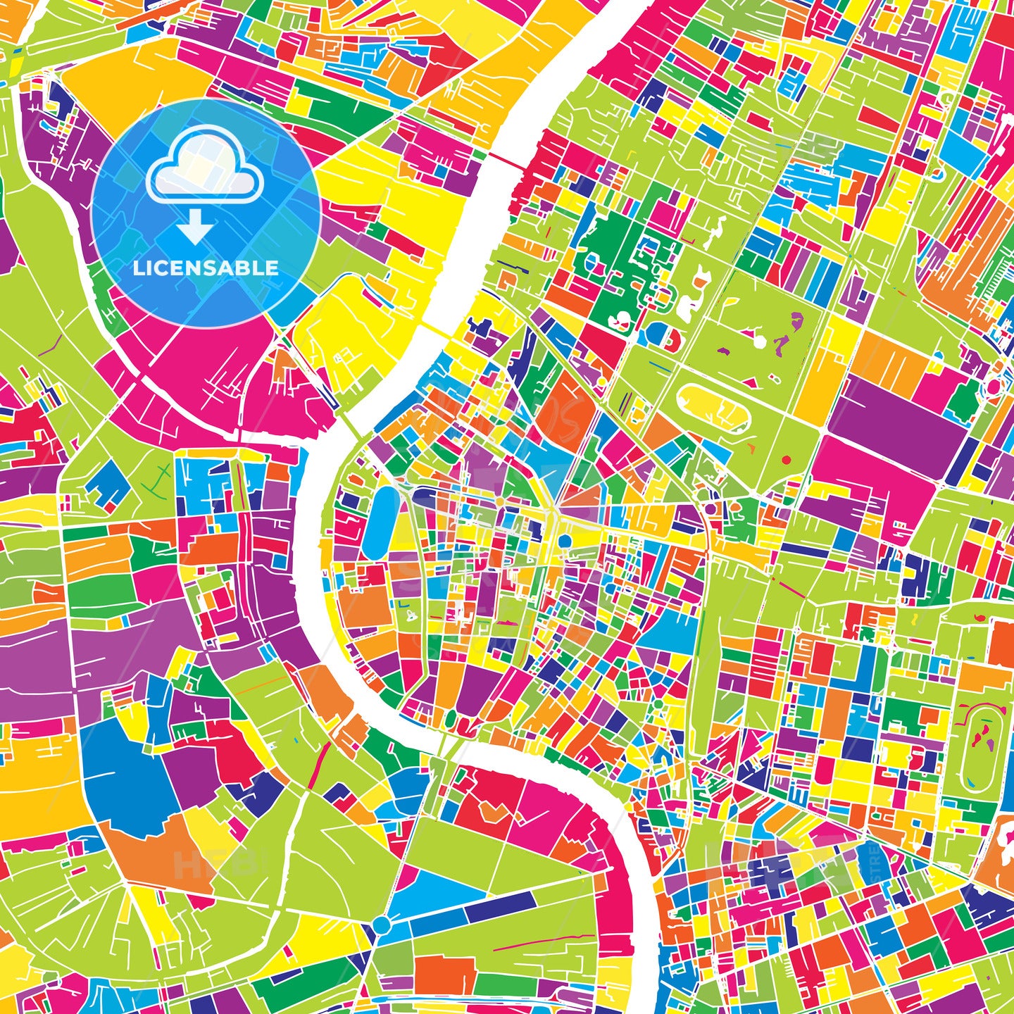 Bangkok, Thailand, colorful vector map