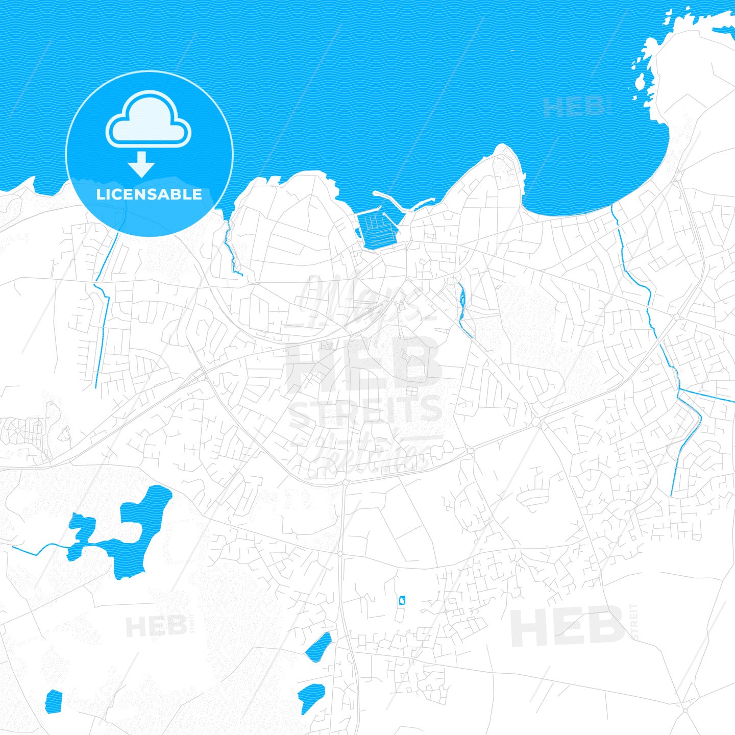 Bangor, Northern Ireland PDF vector map with water in focus