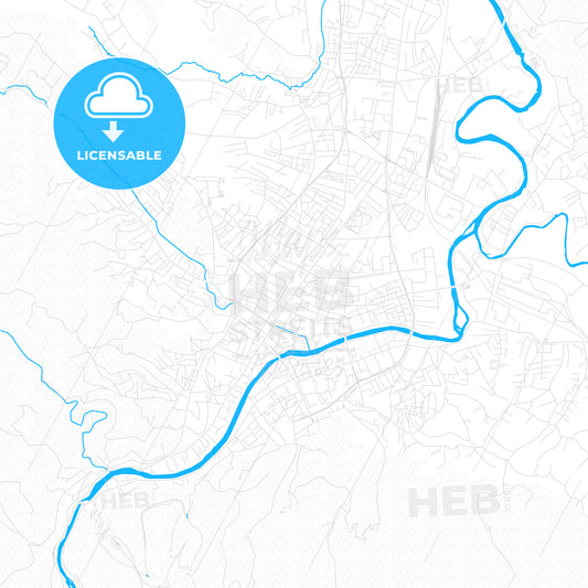 Banja Luka, Bosnia and Herzegovina PDF vector map with water in focus