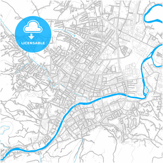 Banja Luka, Bosnia and Herzegovina, city map with high quality roads.