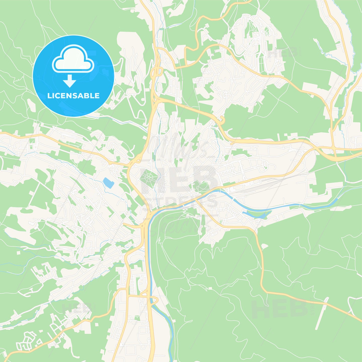 Banska Bystrica, Slovakia Vector Map - Classic Colors