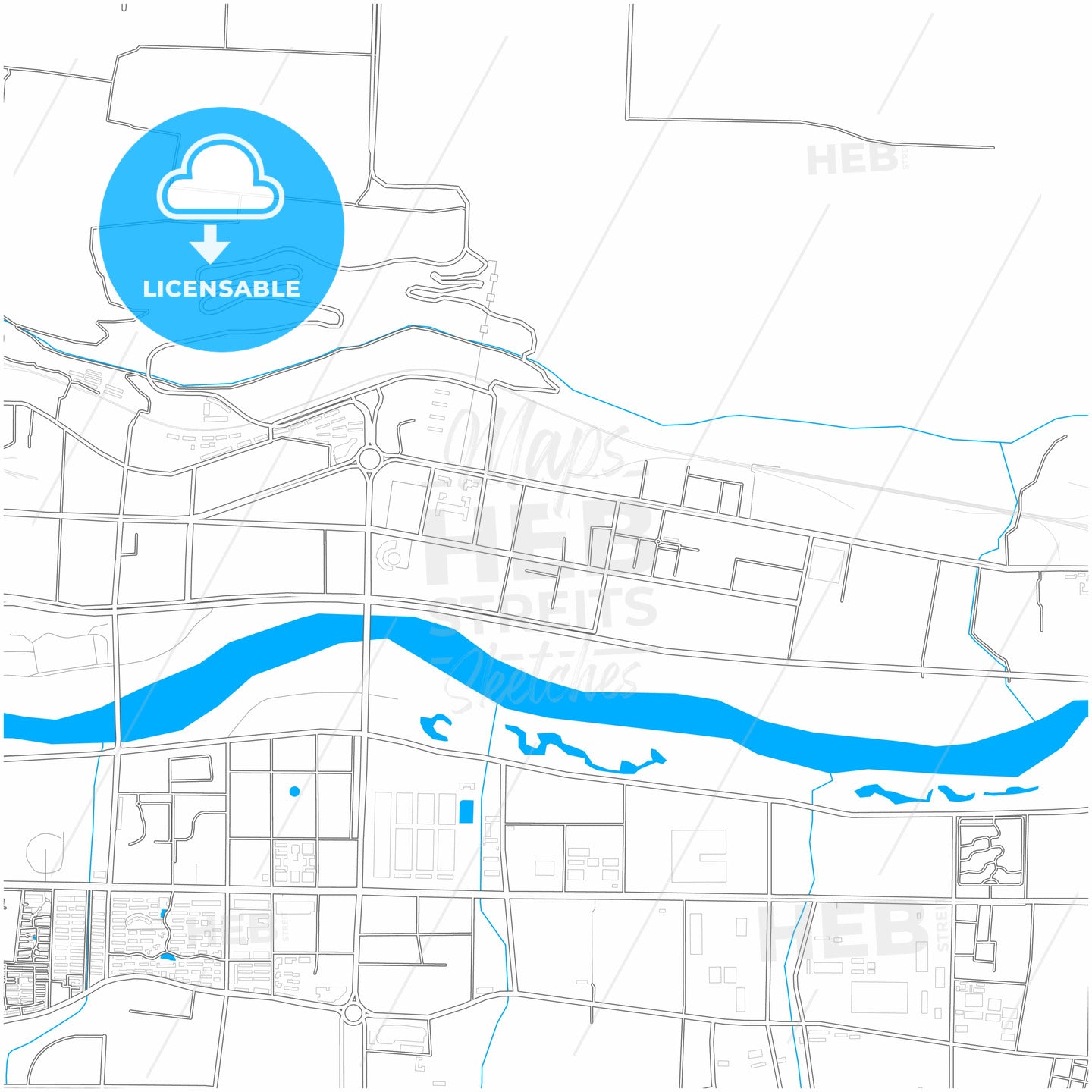 Baoji, Shaanxi, China, city map with high quality roads.