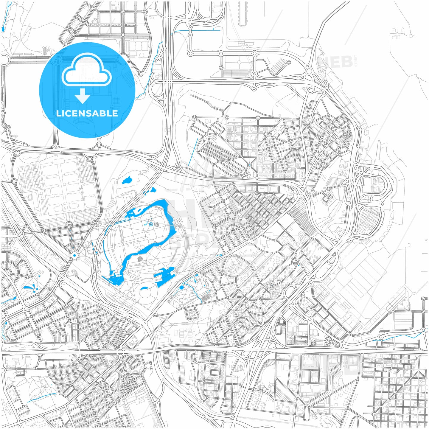 Barajas de Madrid, 28042 Madrid, Spain, city map with high quality roads.