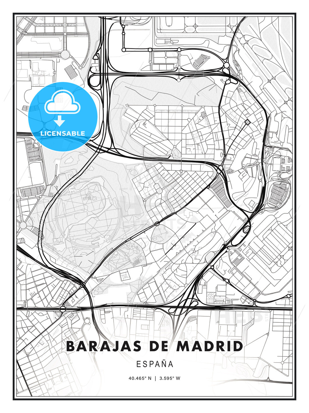 Barajas de Madrid, Spain, Modern Print Template in Various Formats - HEBSTREITS Sketches