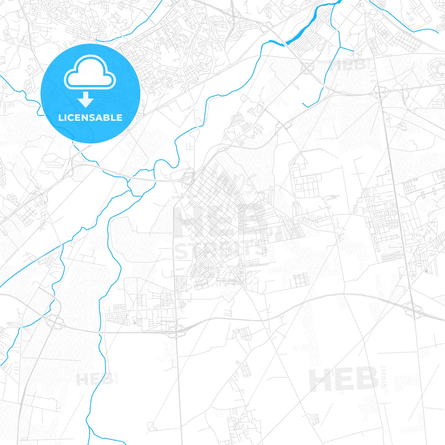 Baraki, Algeria PDF vector map with water in focus