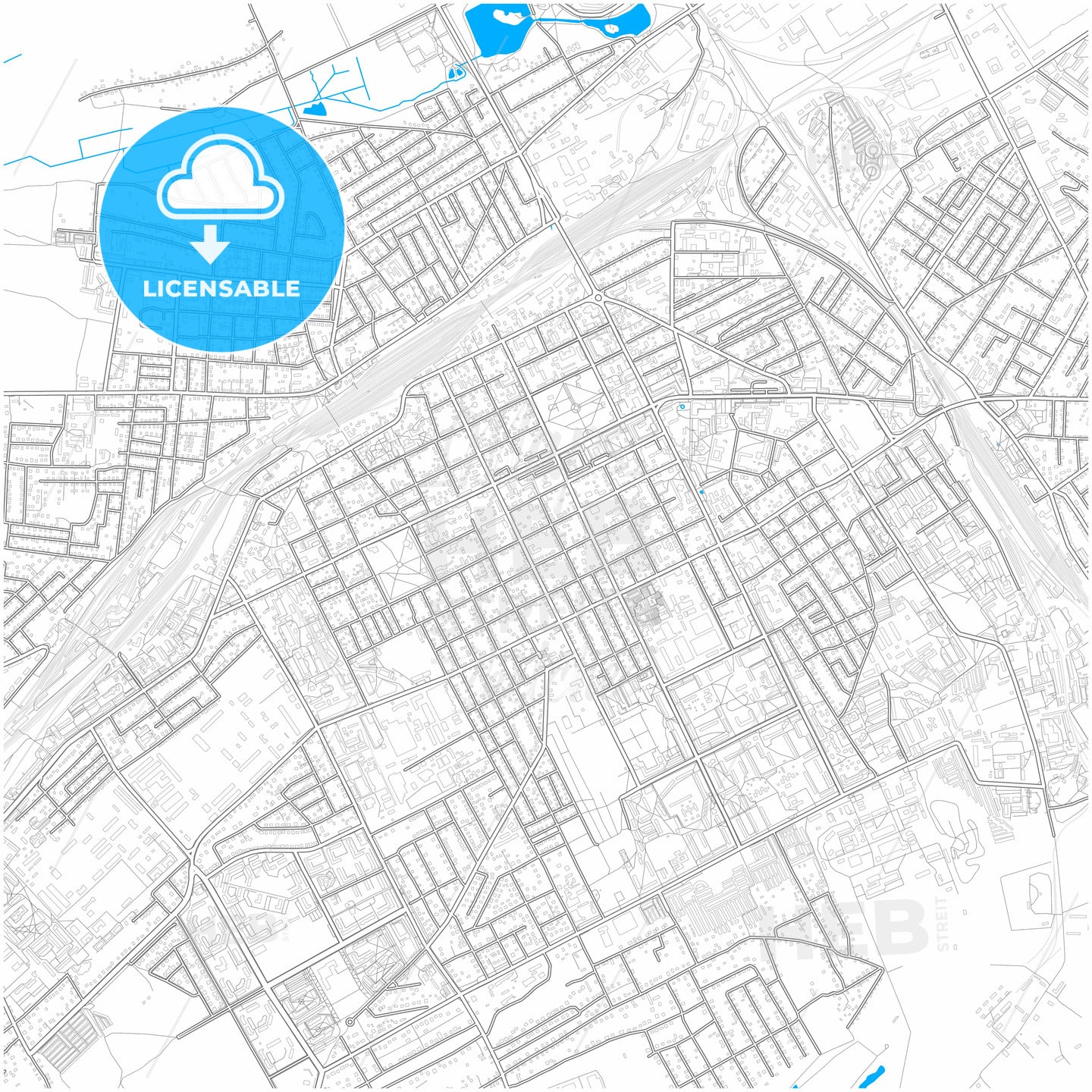 Baranavichy, Voblasć, Belarus, city map with high quality roads.