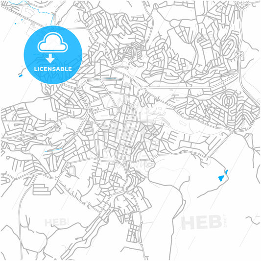 Barbacena, Brazil, city map with high quality roads.