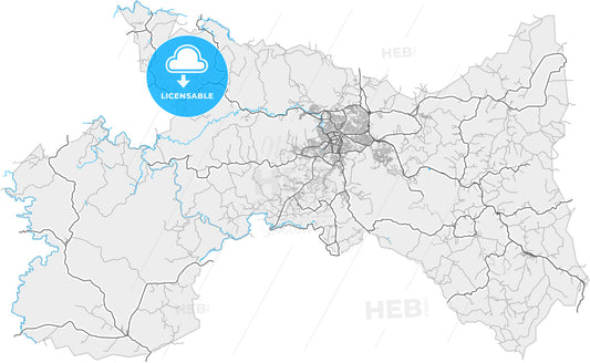Barbacena, Brazil, high quality vector map
