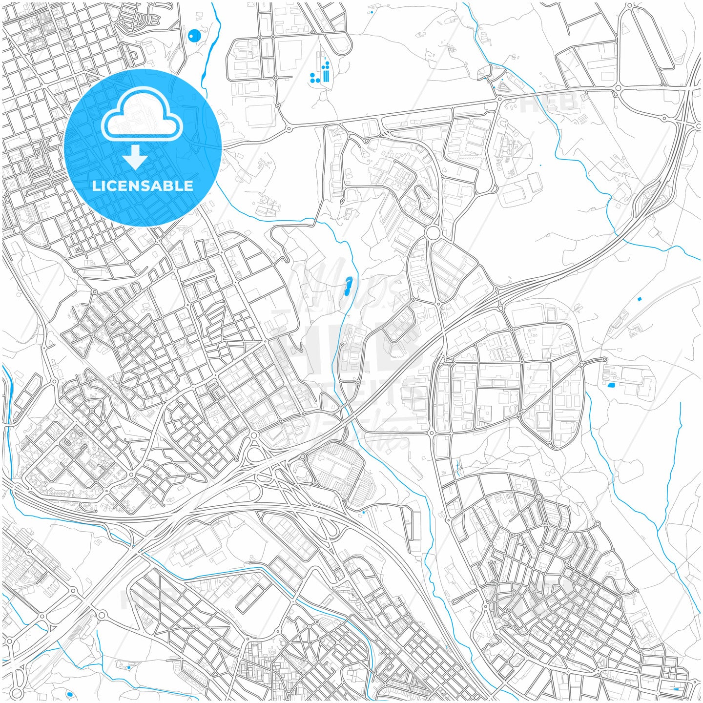 Barberà del Vallès, Barcelona, Spain, city map with high quality roads.