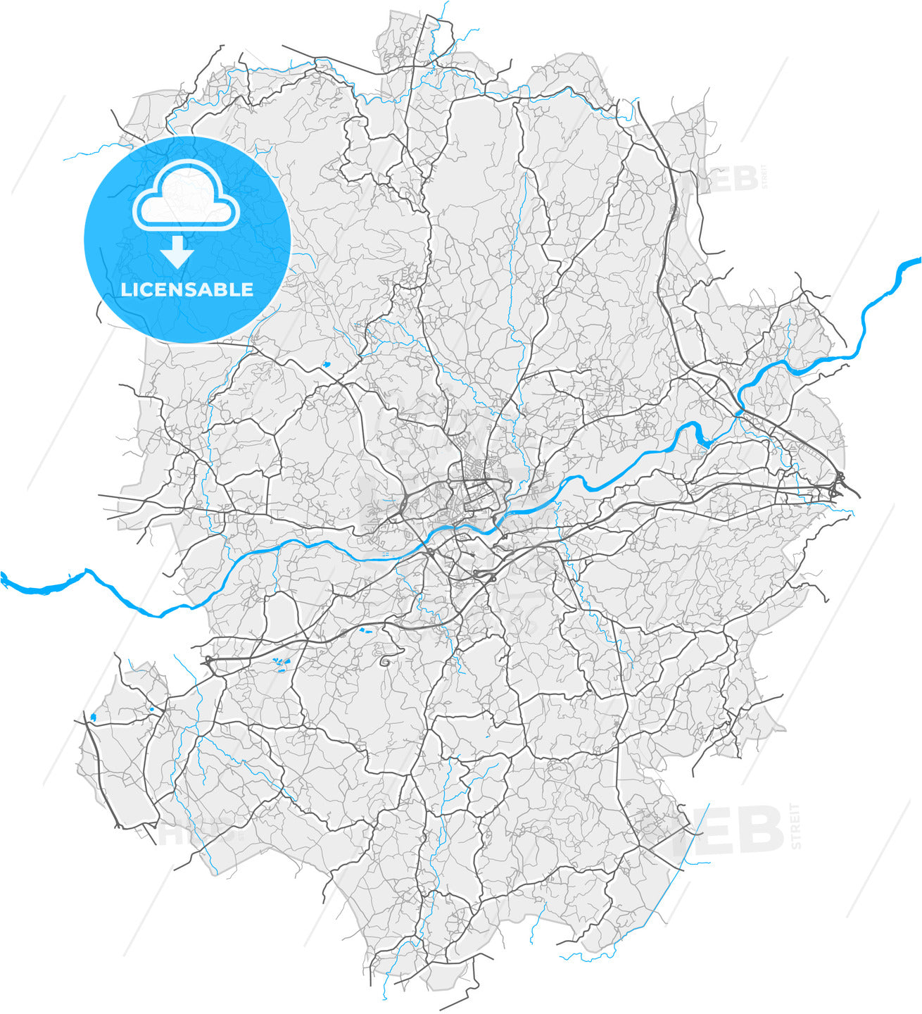 Barcelos, Braga, Portugal, high quality vector map