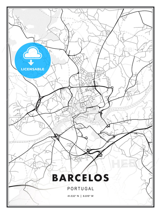 Barcelos, Portugal, Modern Print Template in Various Formats - HEBSTREITS Sketches
