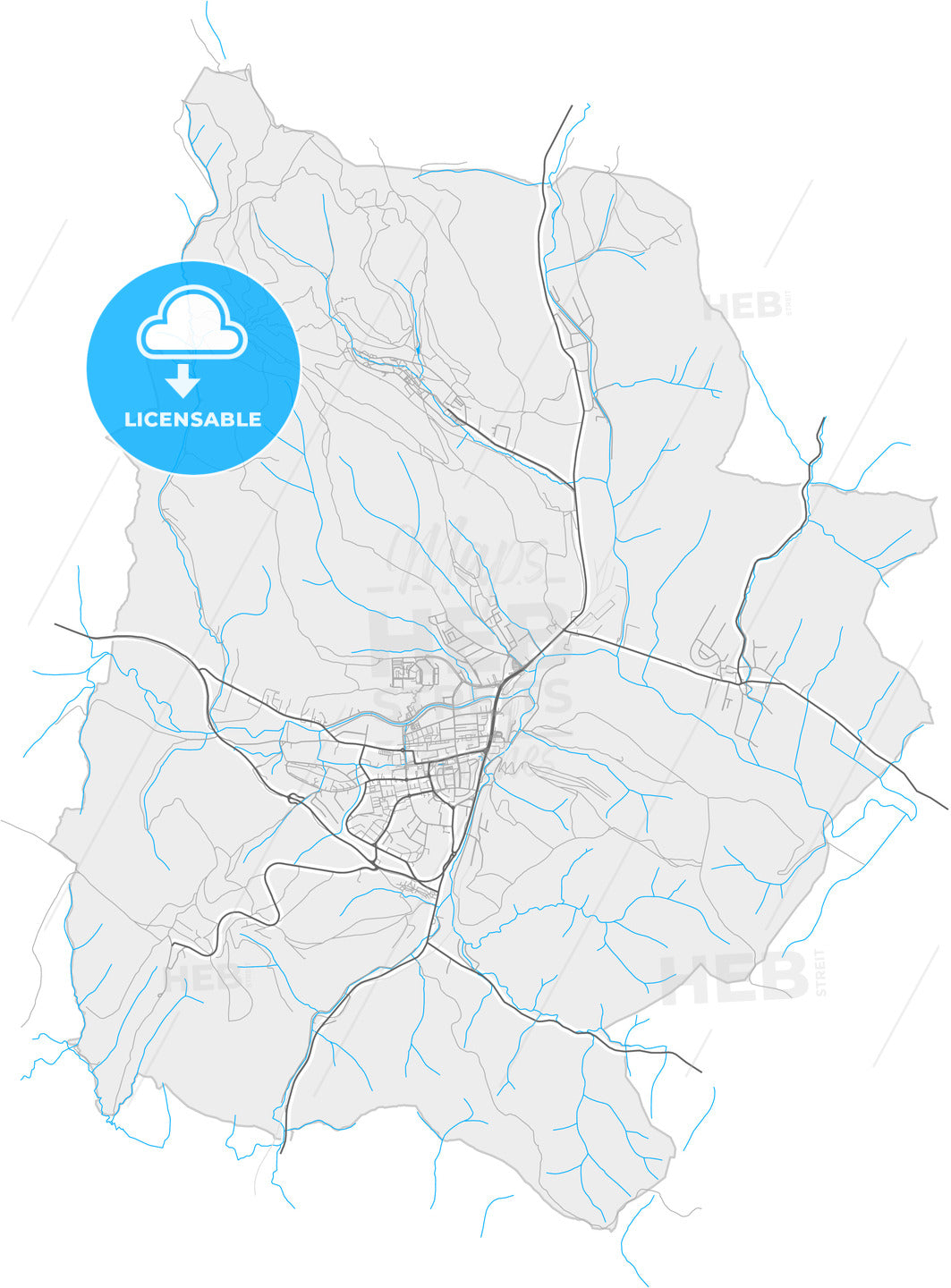 Bardejov, Prešov Region, Slovakia, high quality vector map