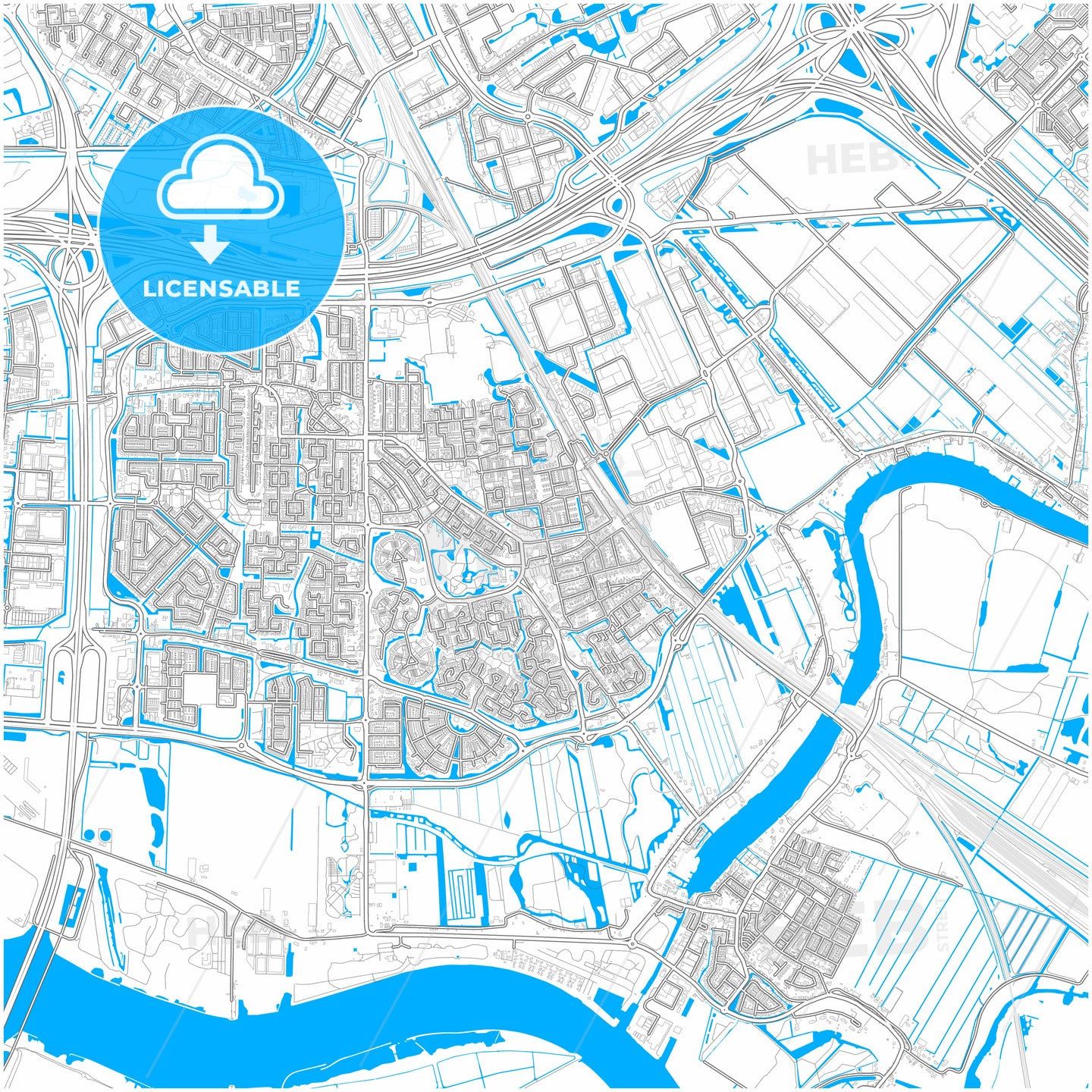 Barendrecht, South Holland, Netherlands, city map with high quality roads.