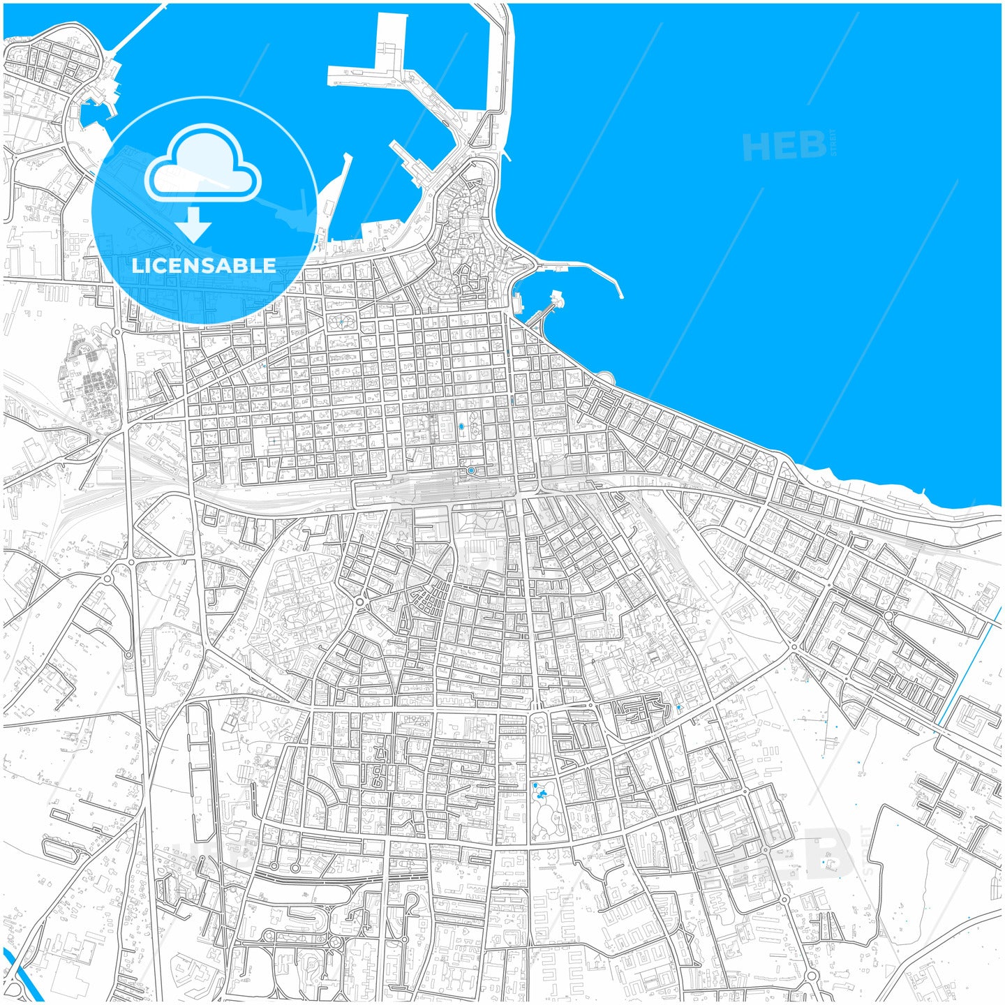 Bari, Apulia, Italy, city map with high quality roads.