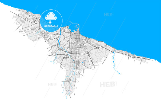 Bari, Apulia, Italy, high quality vector map
