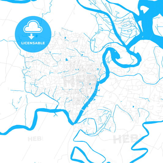 Barisal, Bangladesh PDF vector map with water in focus