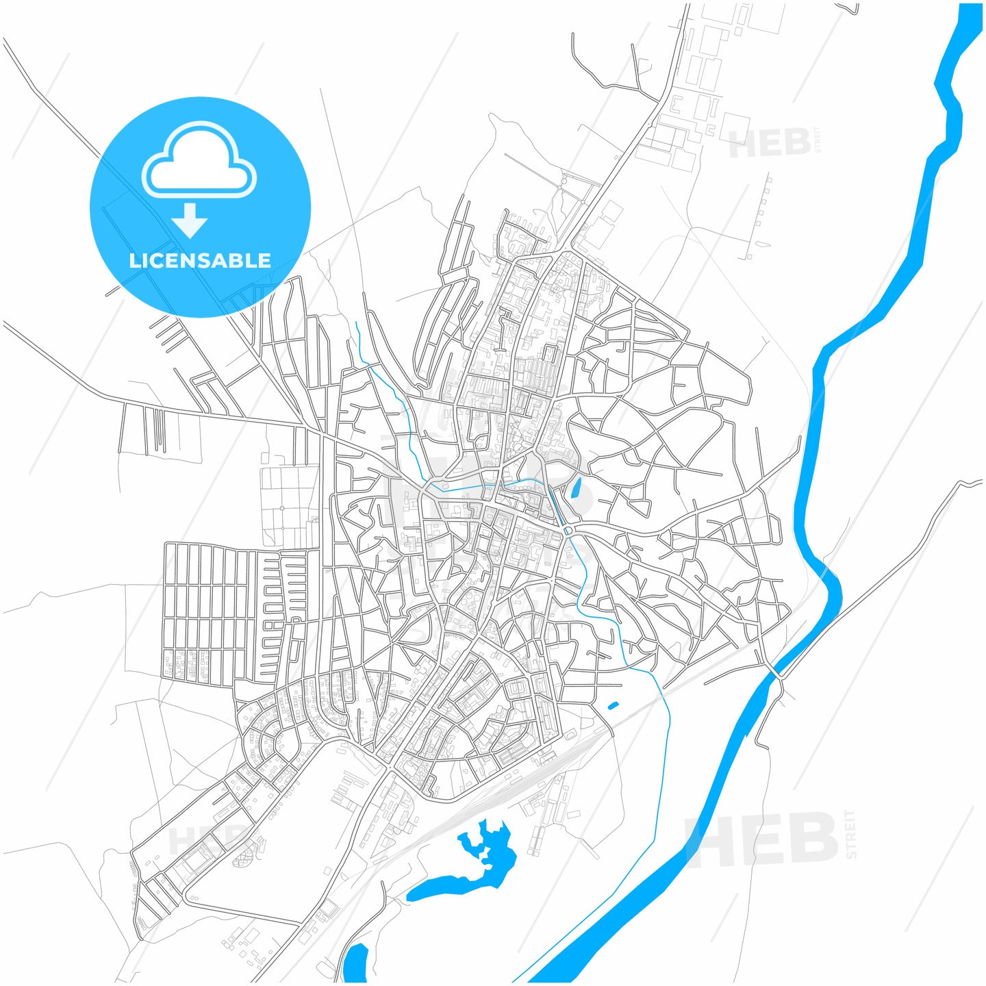 Bârlad, Vaslui, Romania, city map with high quality roads.