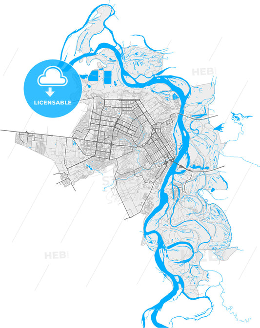 Barnaul, Altai Krai, Russia, high quality vector map