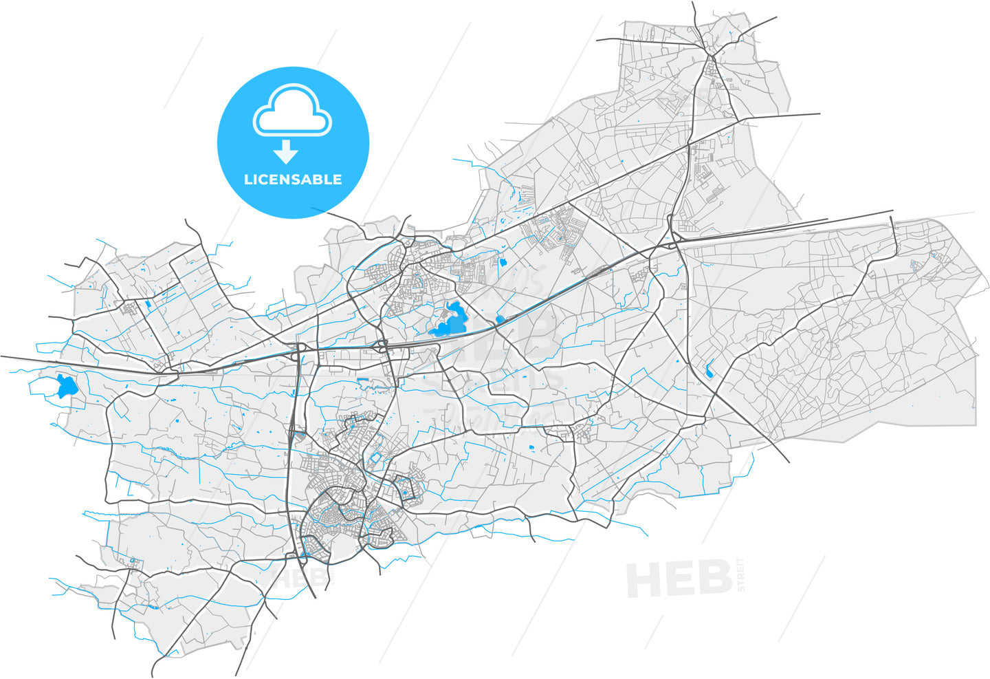Barneveld, Gelderland, Netherlands, high quality vector map