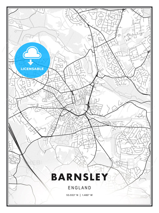 Barnsley, England, Modern Print Template in Various Formats - HEBSTREITS Sketches