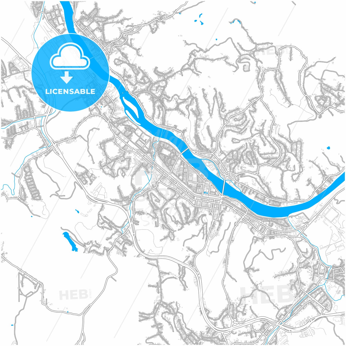 Barra Mansa, Brazil, city map with high quality roads.