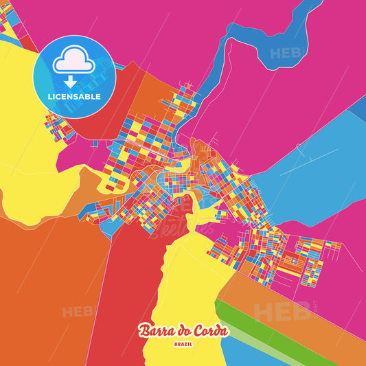 Barra do Corda, Brazil Crazy Colorful Street Map Poster Template - HEBSTREITS Sketches