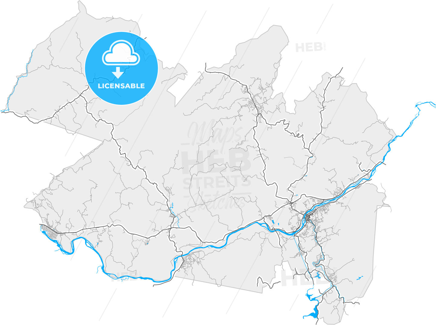 Barra do Pirai, Brazil, high quality vector map