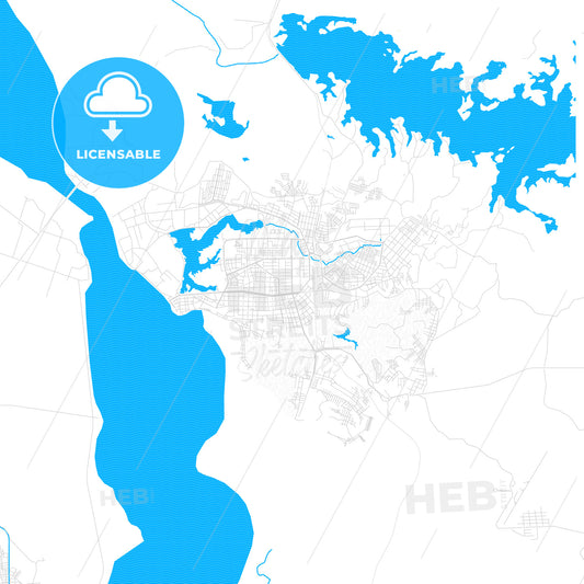 Barrancabermeja, Colombia PDF vector map with water in focus