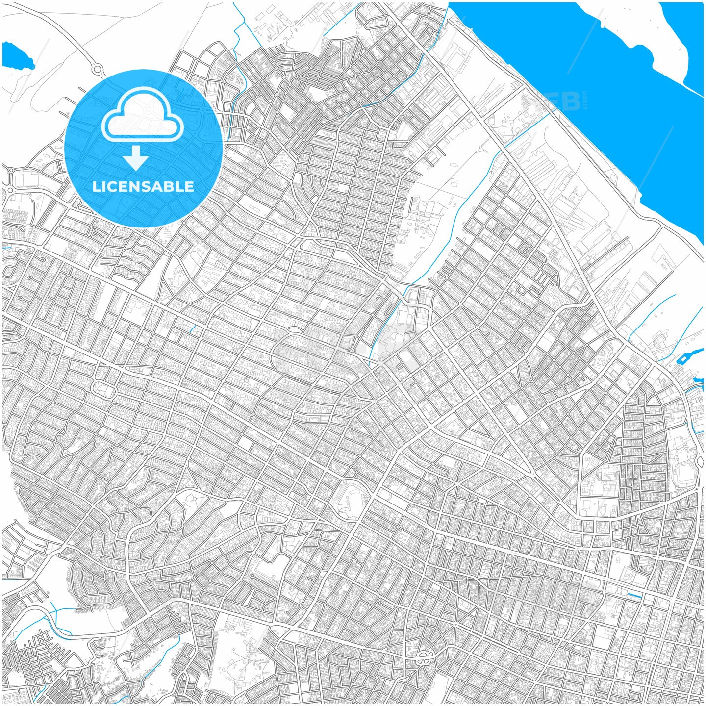 Barranquilla, Colombia, city map with high quality roads.